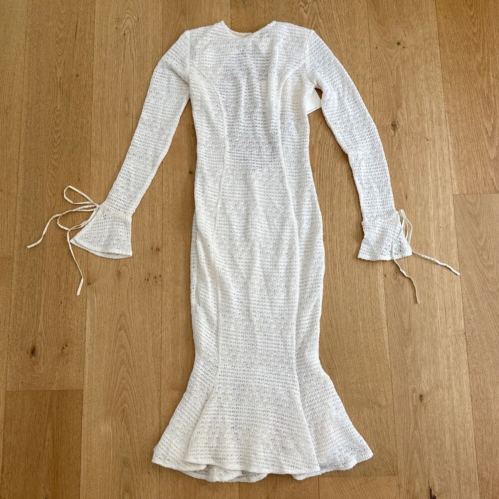 Miss Circle Midi Flare Mermaid Dress Pamina Crochet Long Sleeve Size XS in Cream